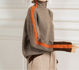 Herringbone turtleneck sweater, front view