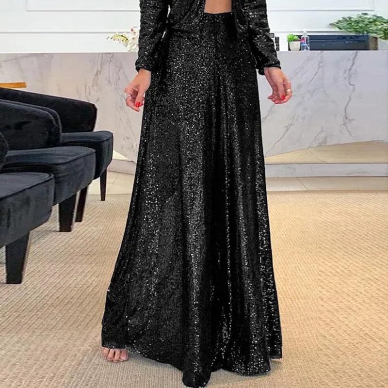 Sequin pants shown from the side