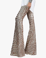 Sequin flare party pants detail