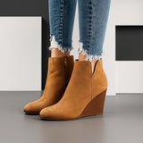 Wedge-heel ankle boots, side view