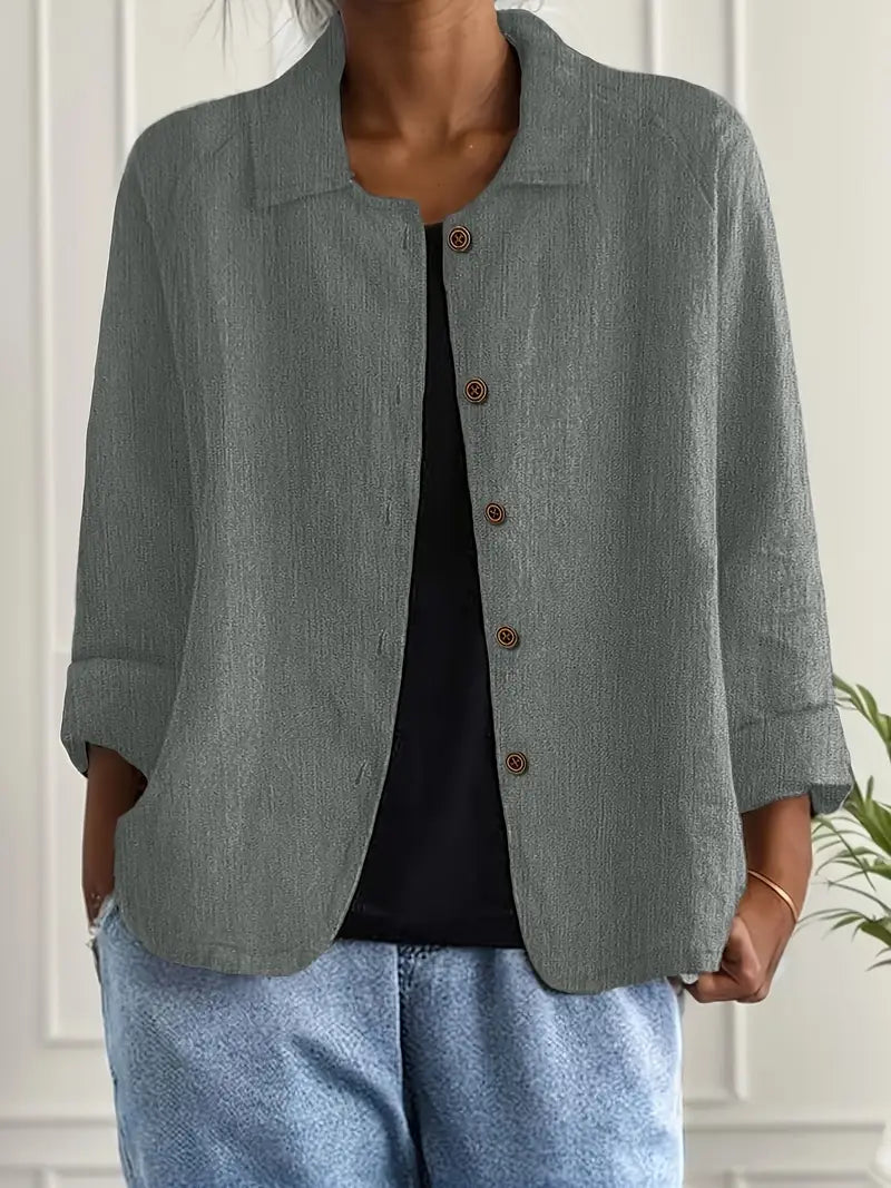 Idun | Collared Button-Front Blazer
