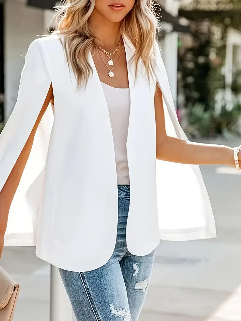 White cape blazer shown from the side