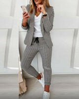 Gitte | Plaid Blazer & Slim Ankle Pants Set