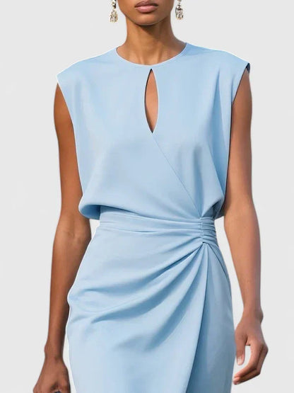 Tailored midi dress seen at full length