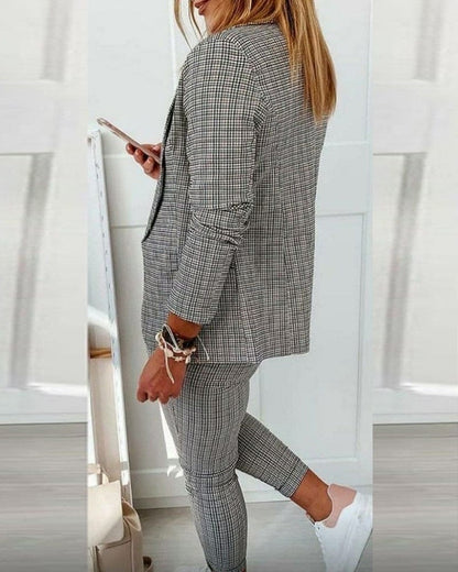 Gitte | Plaid Blazer & Slim Ankle Pants Set