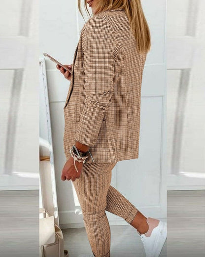 Gitte | Plaid Blazer & Slim Ankle Pants Set