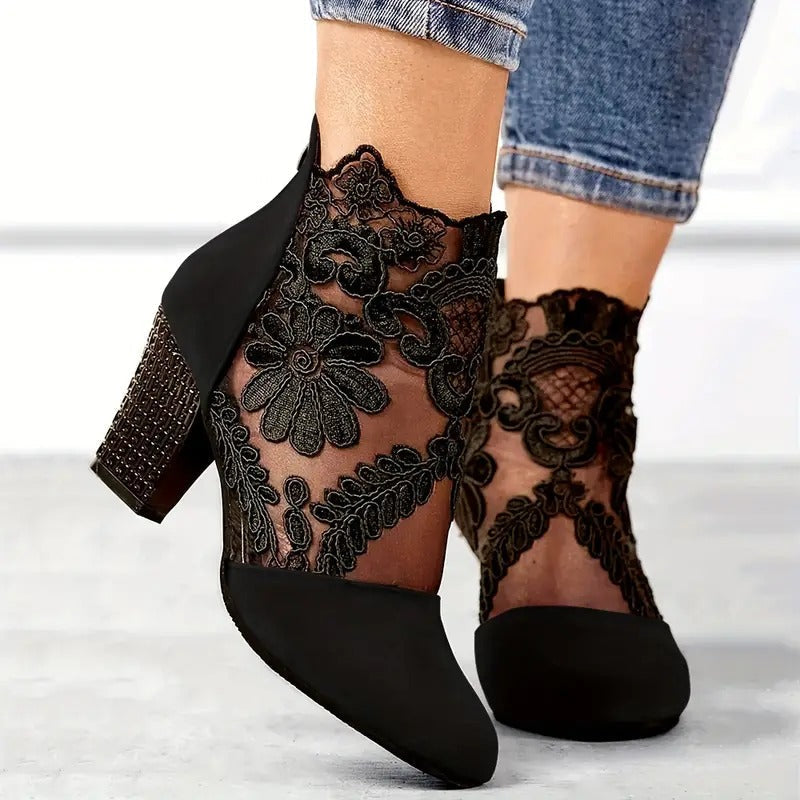 Block-heel ankle boots shown in a second colourway
