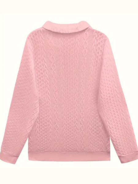 Cable-knit sweater shown in a seventh colourway