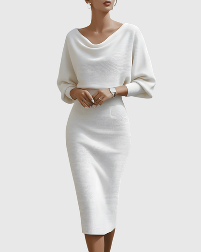 Noemi | Draped Batwing Midi Dress