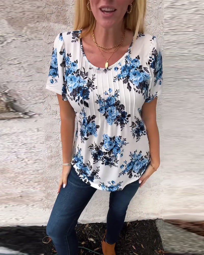 Milania | Floral Pleated Tee