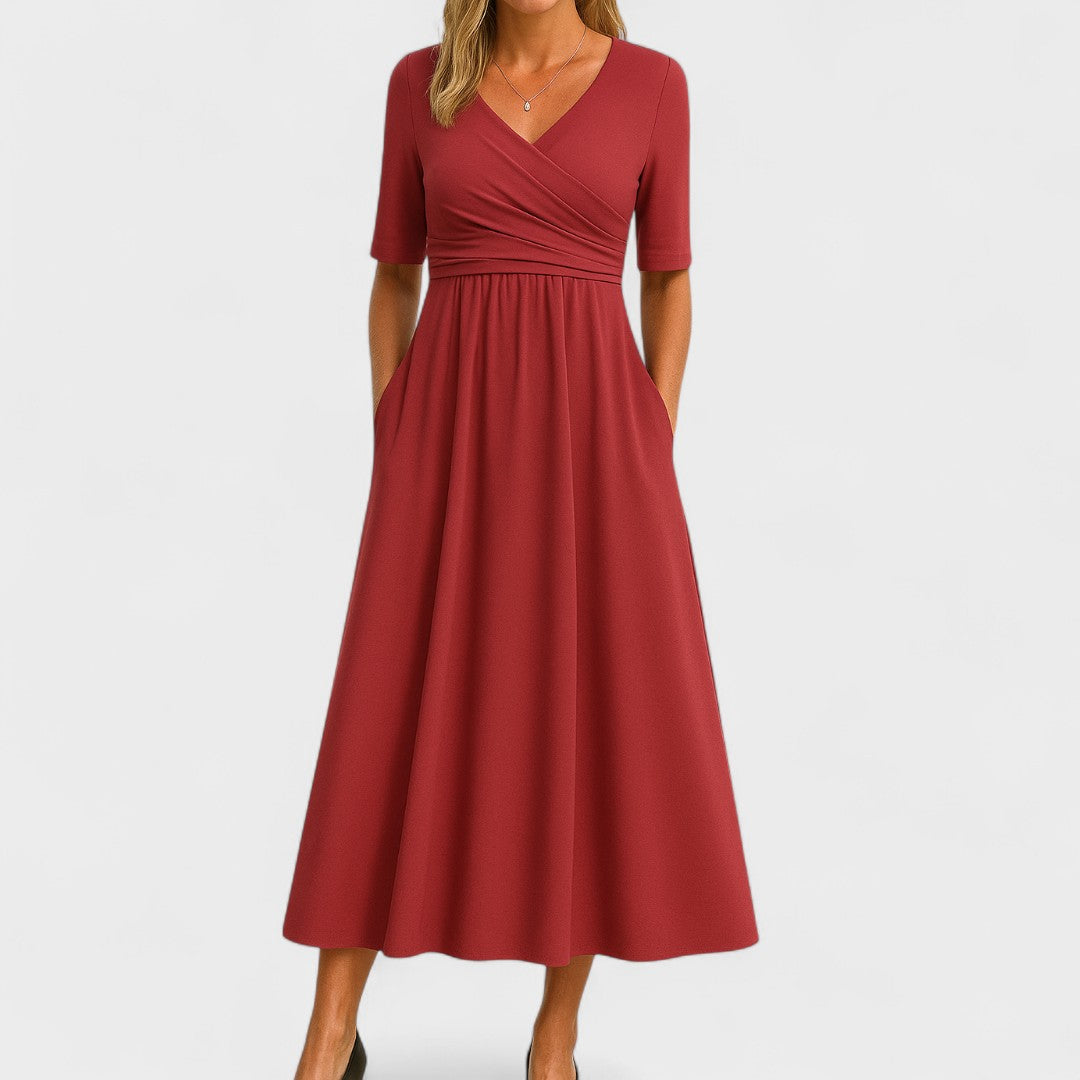 Ayla | V-Neck A-Line Midi Dress