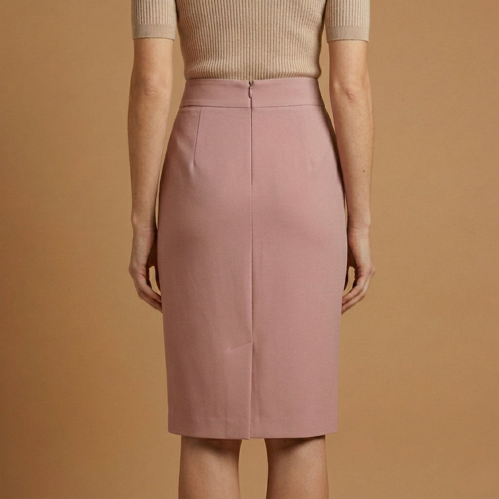 High-waist draped midi skirt shown in a fourth colourway