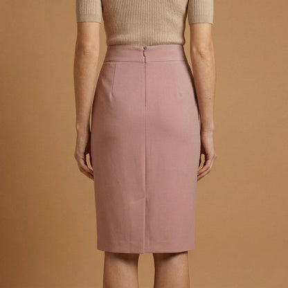 High-waist draped midi skirt shown in a fourth colourway