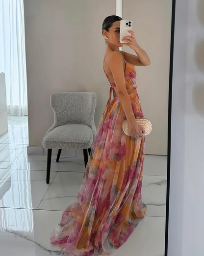 Aurélie | Floral Pleated Maxi Dress