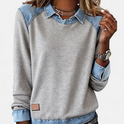 Fine-knit sweater seen at full length