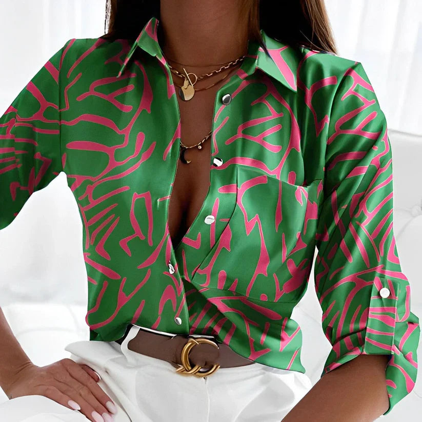 Nola | Abstract Print Button-Up Blouse