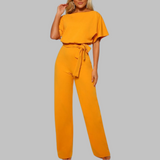 Maëlle | Batwing Belted Wide Leg Jumpsuit