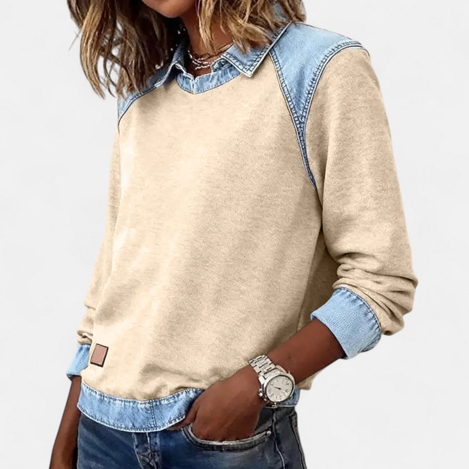 Fine-knit sweater shown in a fifth colourway