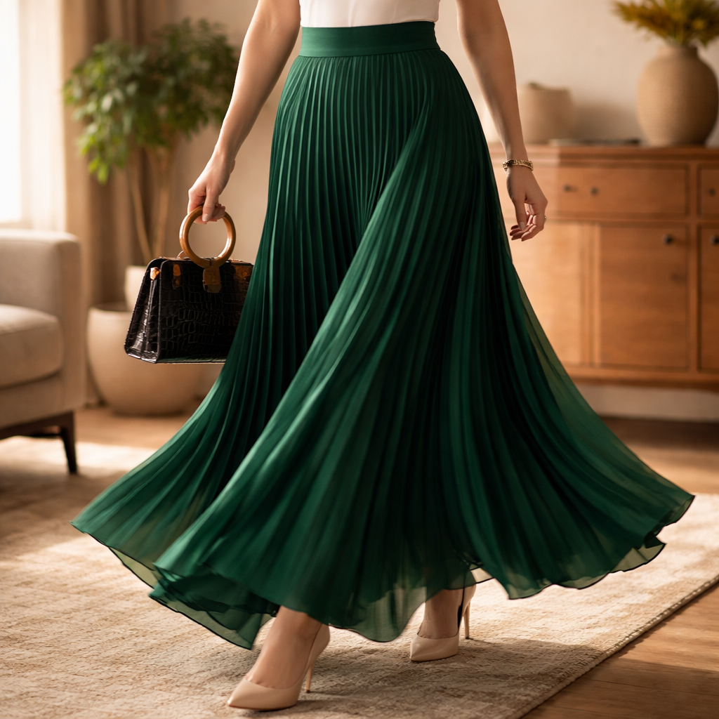 Simona | Pleated A-Line Skirt