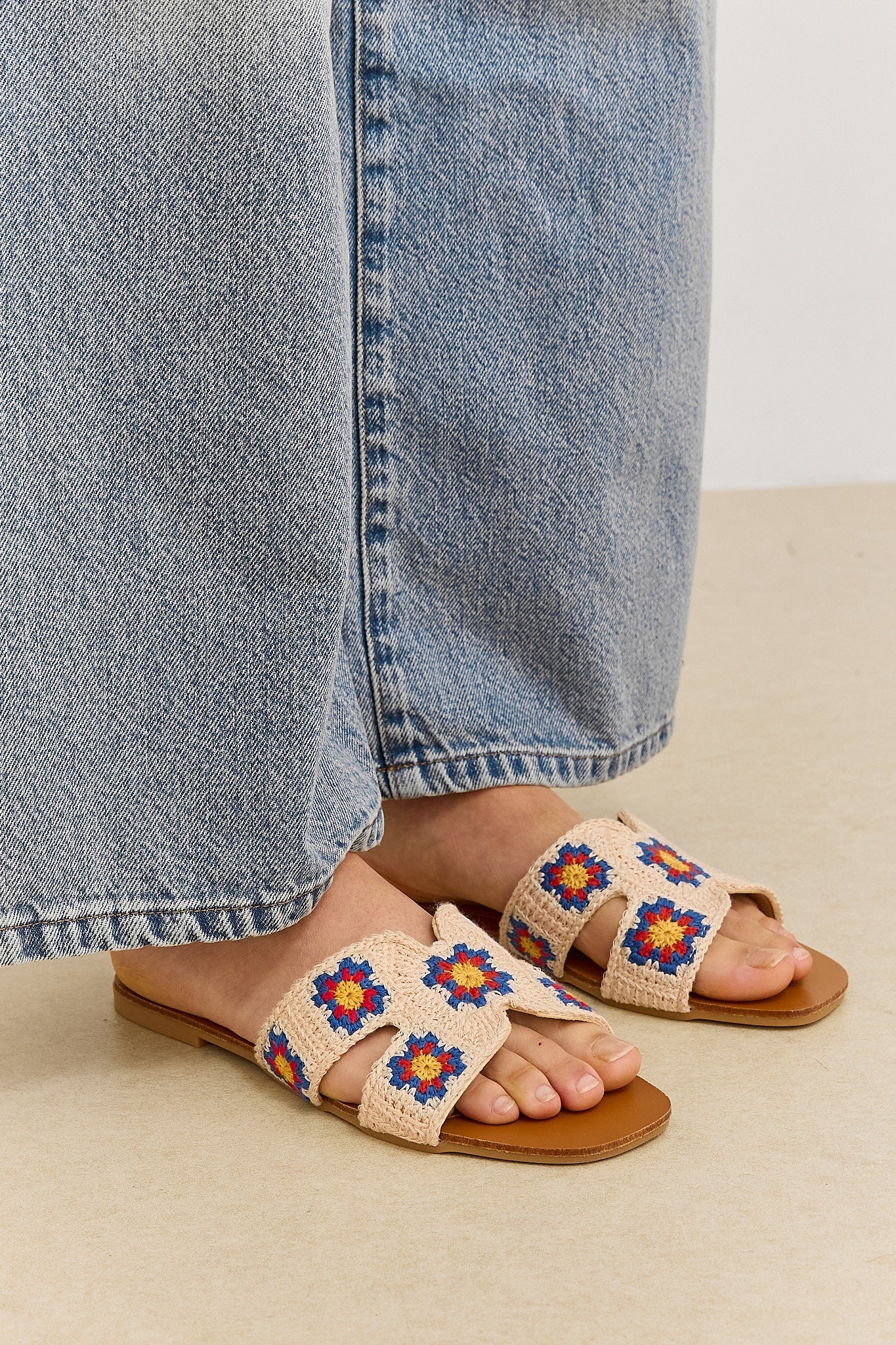 Hester | Crochet Floral Flat Sandals