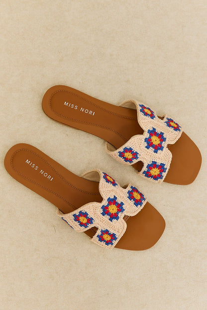 Hester | Crochet Floral Flat Sandals