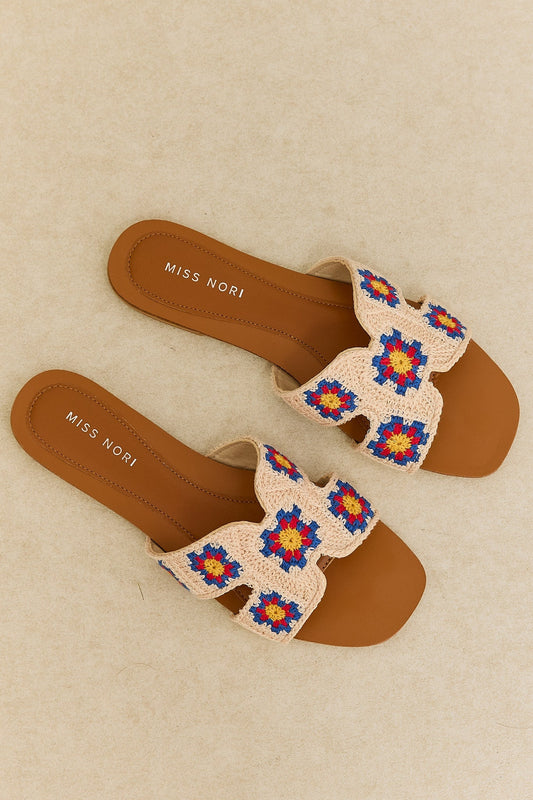 Hester | Crochet Floral Flat Sandals