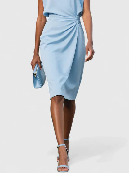 Midi cocktail dress photographed at an angle