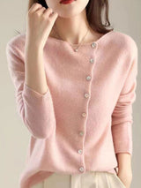 Draped open-front cardigan, front view