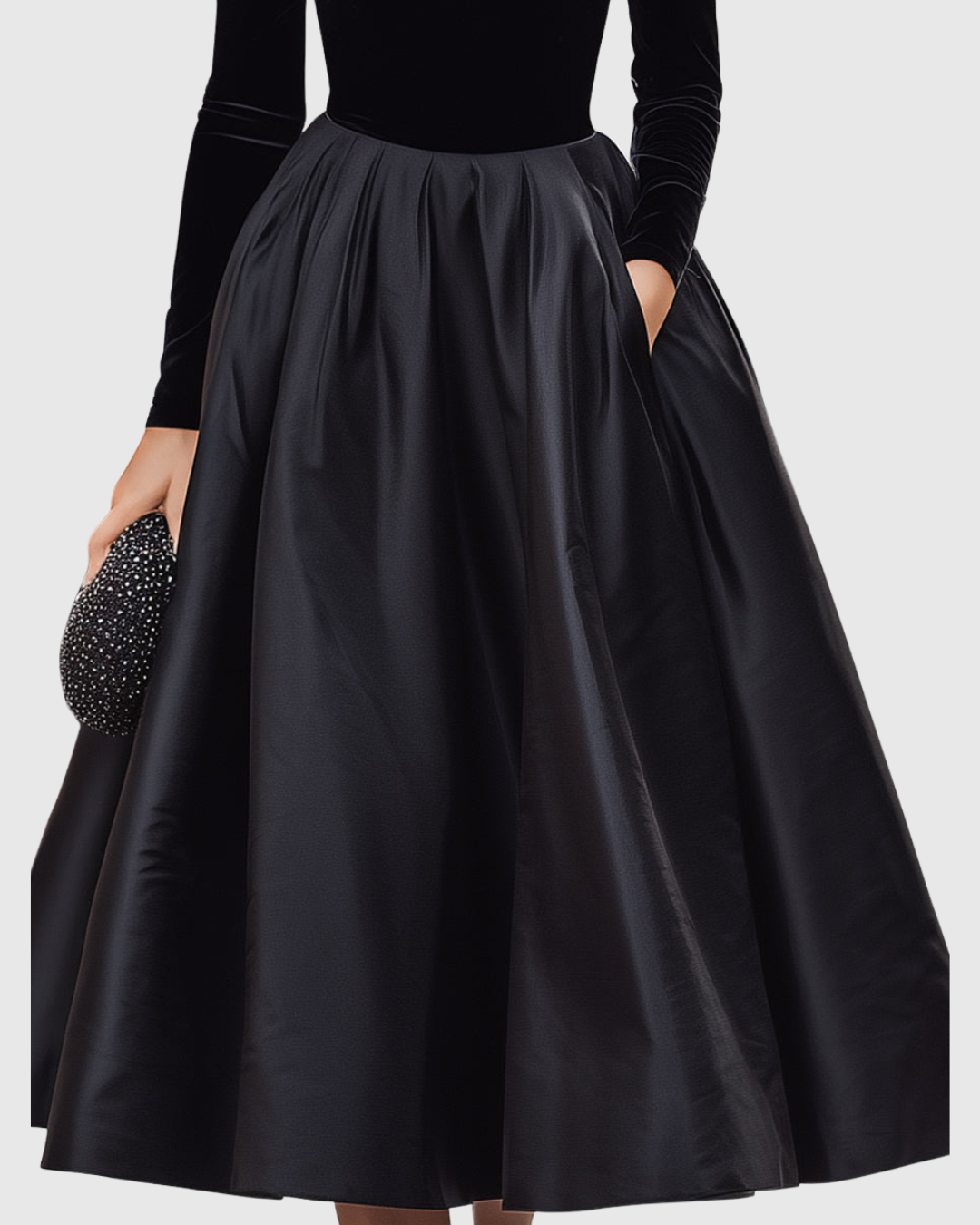 Ravenna | Black Velvet Midi Dress