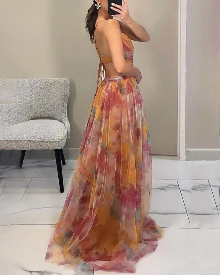 Aurélie | Floral Pleated Maxi Dress