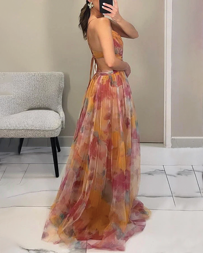 Aurélie | Floral Pleated Maxi Dress