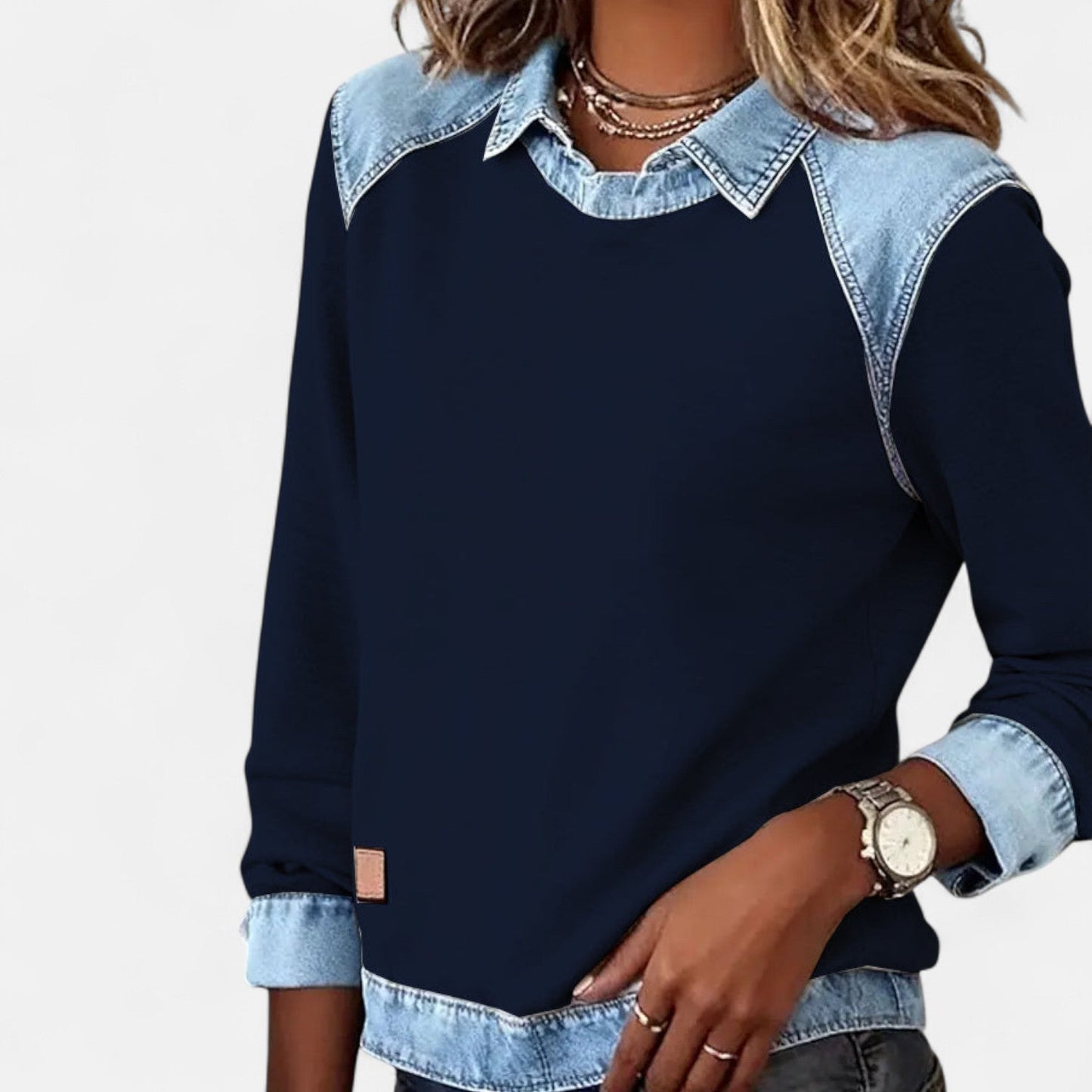 Long-sleeve sweater shown from the side