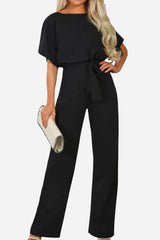 Stella | Batwing Belted Wide Leg Jumpsuit