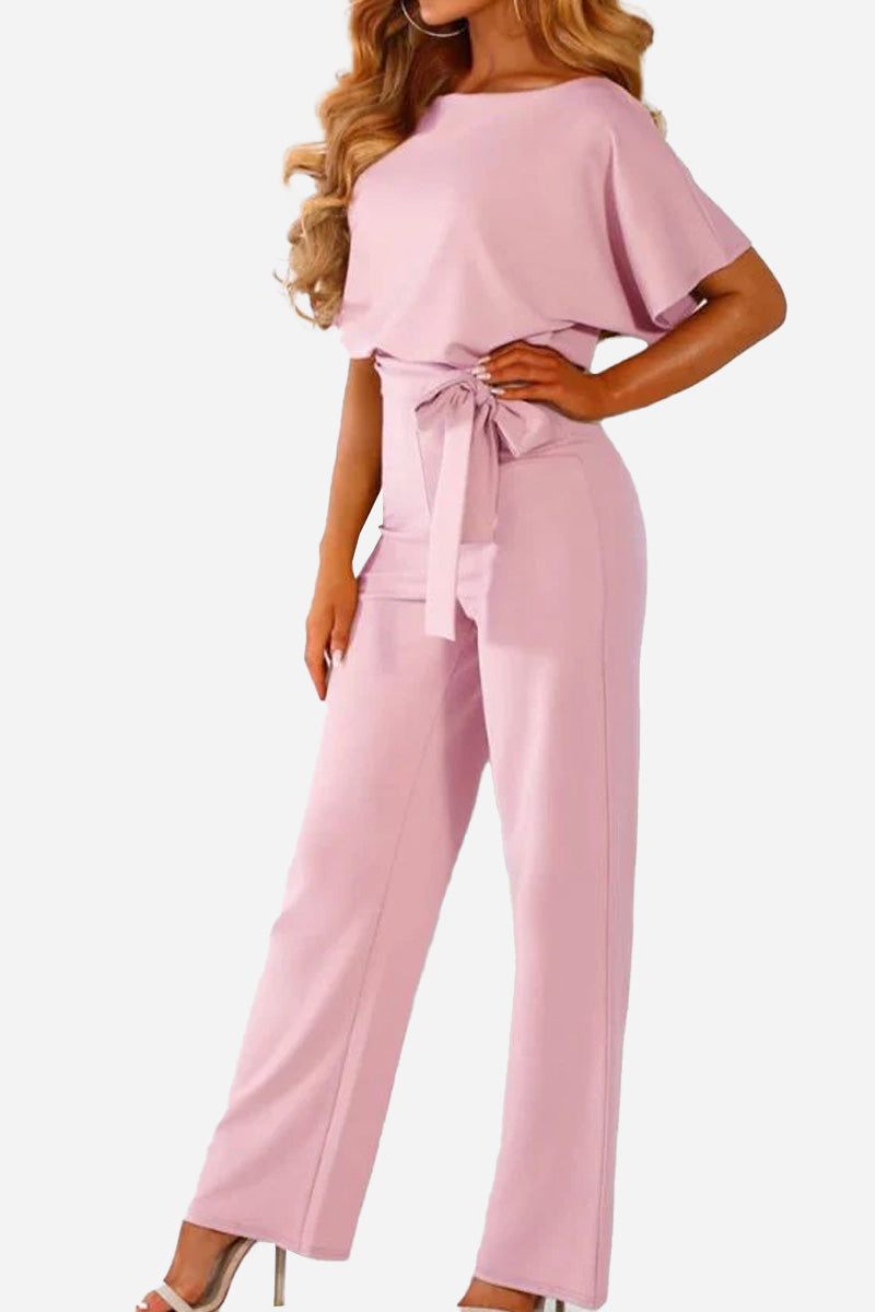Stella | Batwing Belted Wide Leg Jumpsuit