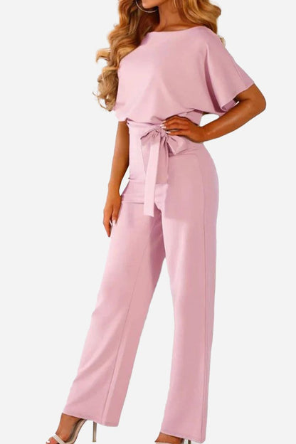 Stella | Batwing Belted Wide Leg Jumpsuit