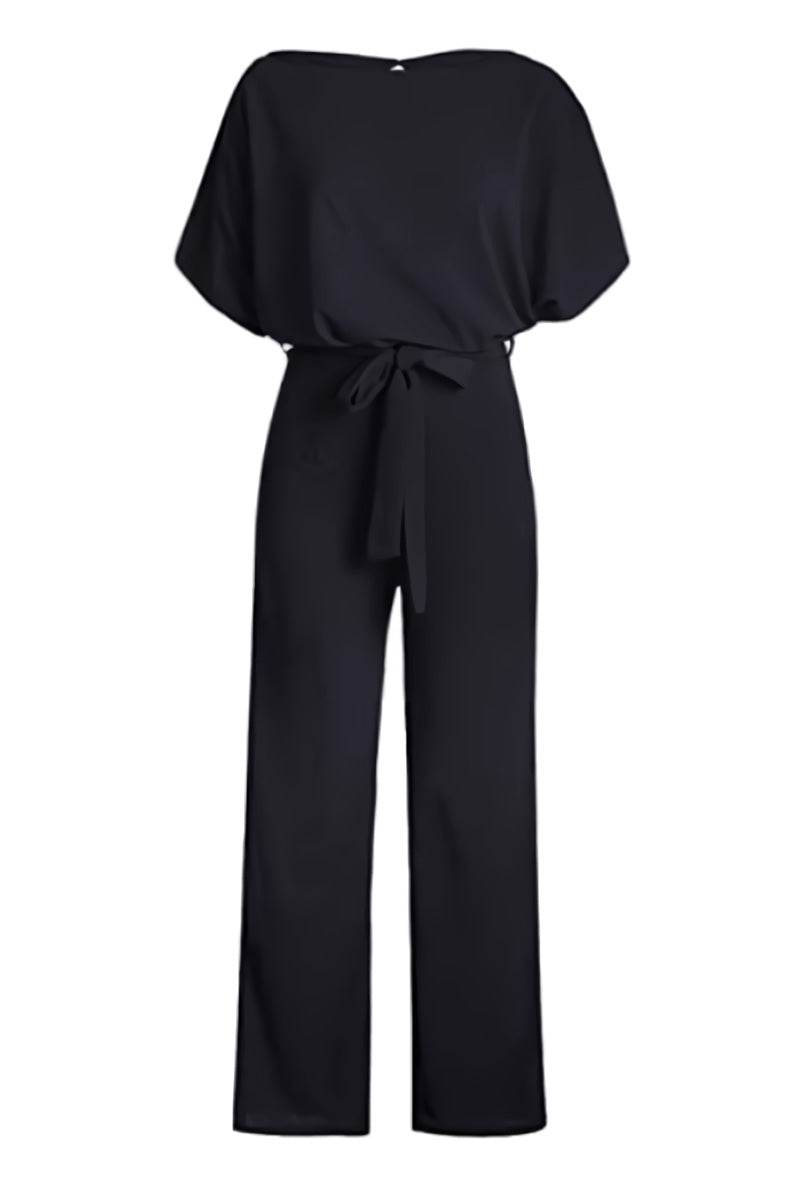 Stella | Batwing Belted Wide Leg Jumpsuit
