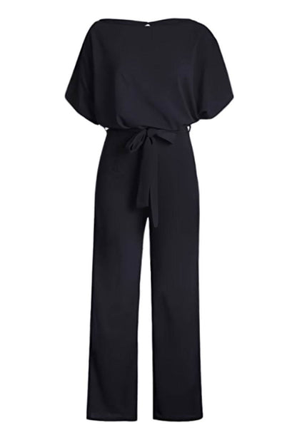 Stella | Batwing Belted Wide Leg Jumpsuit