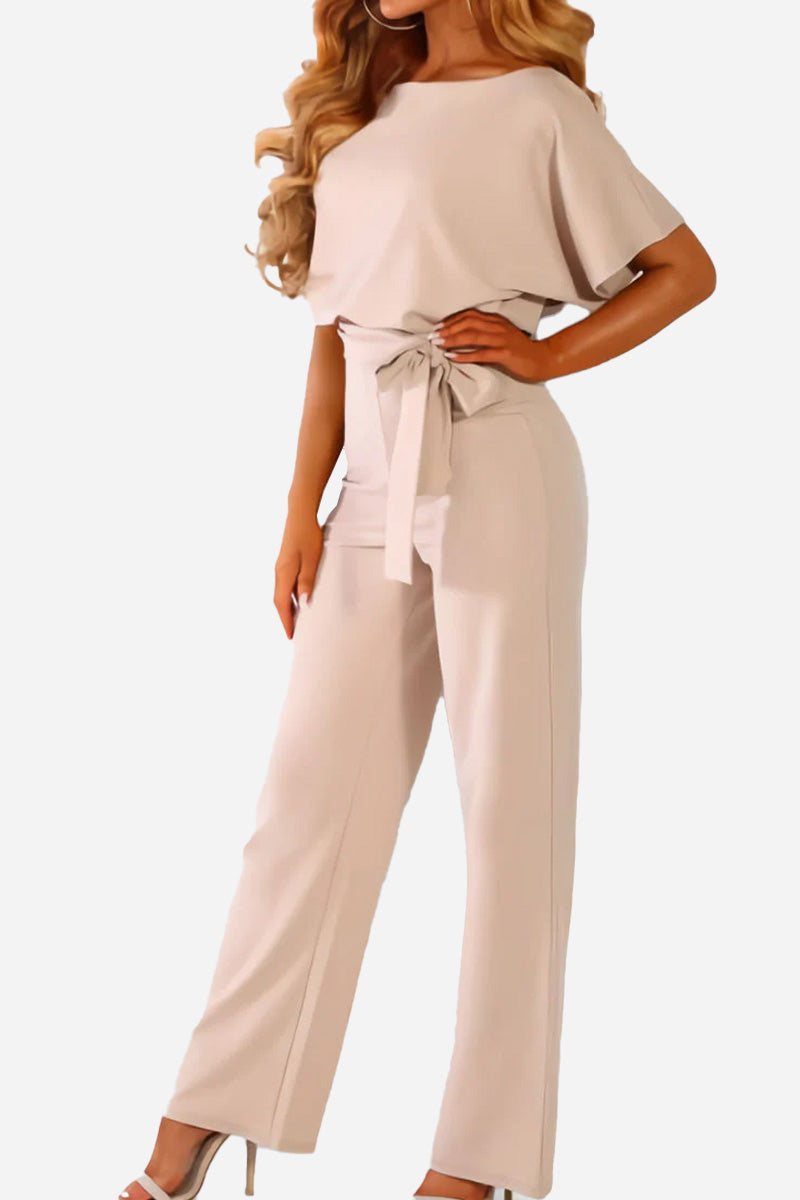 Stella | Batwing Belted Wide Leg Jumpsuit