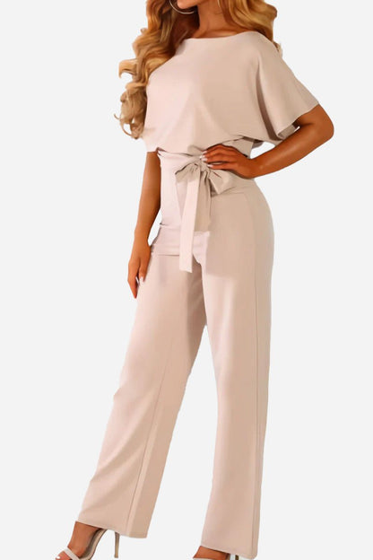 Stella | Batwing Belted Wide Leg Jumpsuit