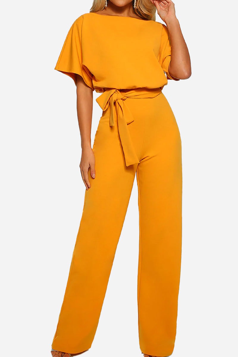 Stella | Batwing Belted Wide Leg Jumpsuit