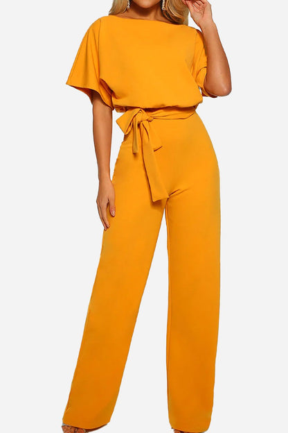 Stella | Batwing Belted Wide Leg Jumpsuit