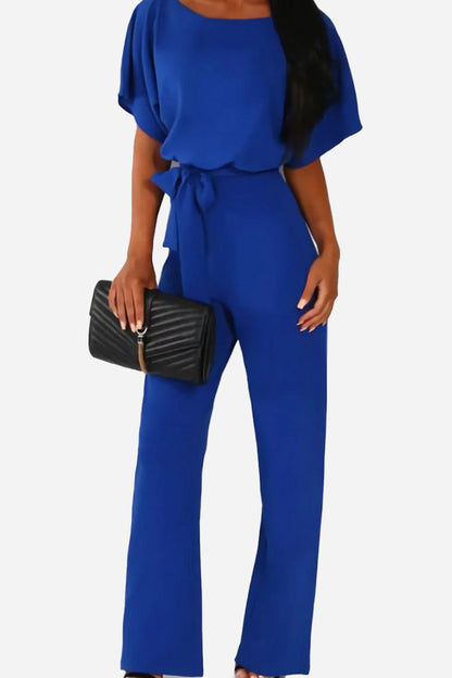 Stella | Batwing Belted Wide Leg Jumpsuit