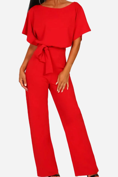 Stella | Batwing Belted Wide Leg Jumpsuit