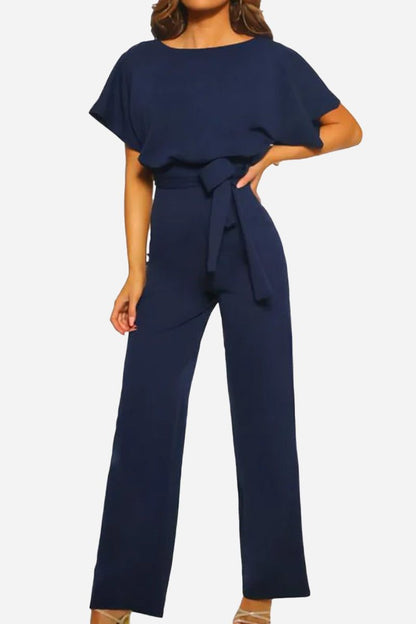 Stella | Batwing Belted Wide Leg Jumpsuit