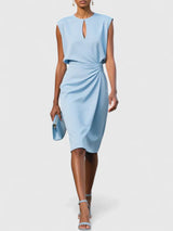 Tailored midi cocktail dress with a sleek cut, front view