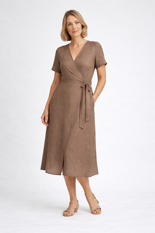 Sienna | Linen Wrap Midi Dress