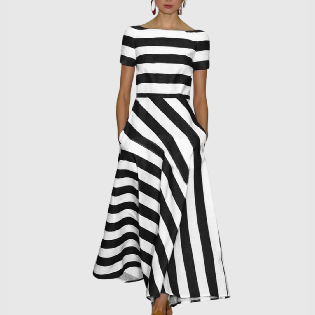 Madeline | Striped Off-Shoulder Maxi Dress
