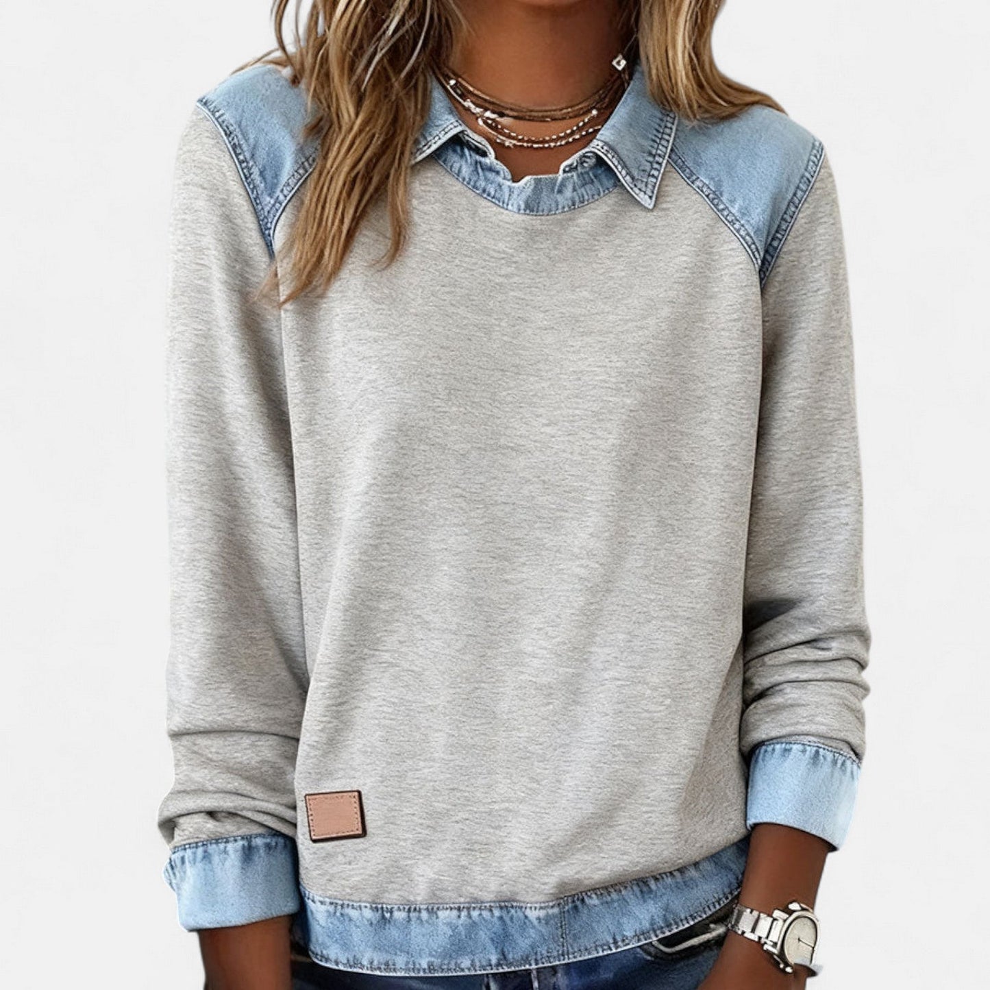 Knit sweater shown in a fourth colourway