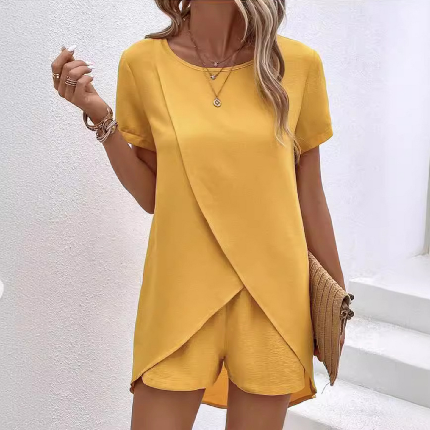 Maya | Wrap-Front Shorts Set