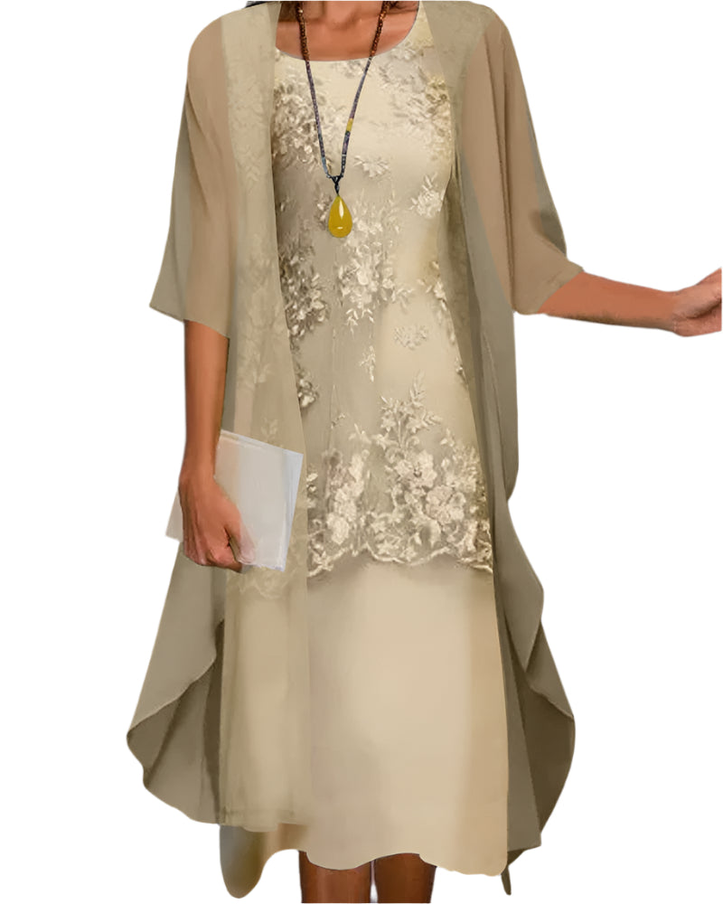 Camille | Chiffon-Sleeve Midi Dress